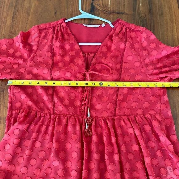 Soft Surroundings Besito Blouse red polka dot bell sleeve sz M - Picture 15 of 15